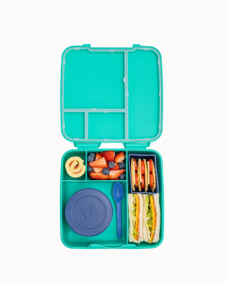 MontiiCo Feast Lunch Box - Mojito open with compartments and snacks