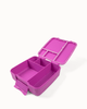 MontiiCo Feast Lunch Box - Fuchsia open with compartments and snacks