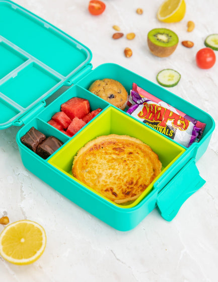 MontiiCo Feast Lunch Box - Mojito open with compartments and snacks