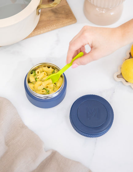 MontiiCo Insulated Mini Food Jar - Navy out and about