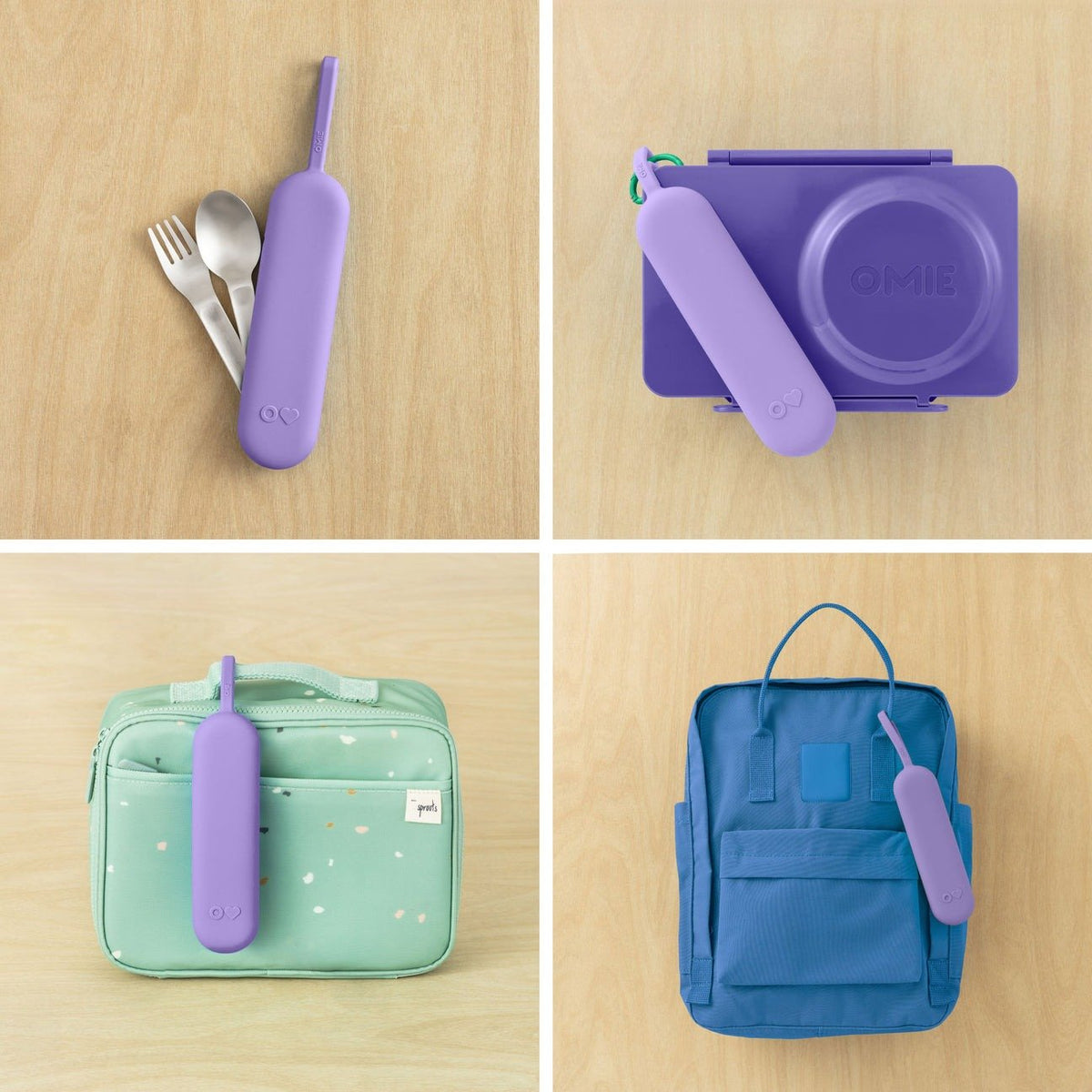 OmieBox UP Pod & Utensil Set - Violet - BentoBliss