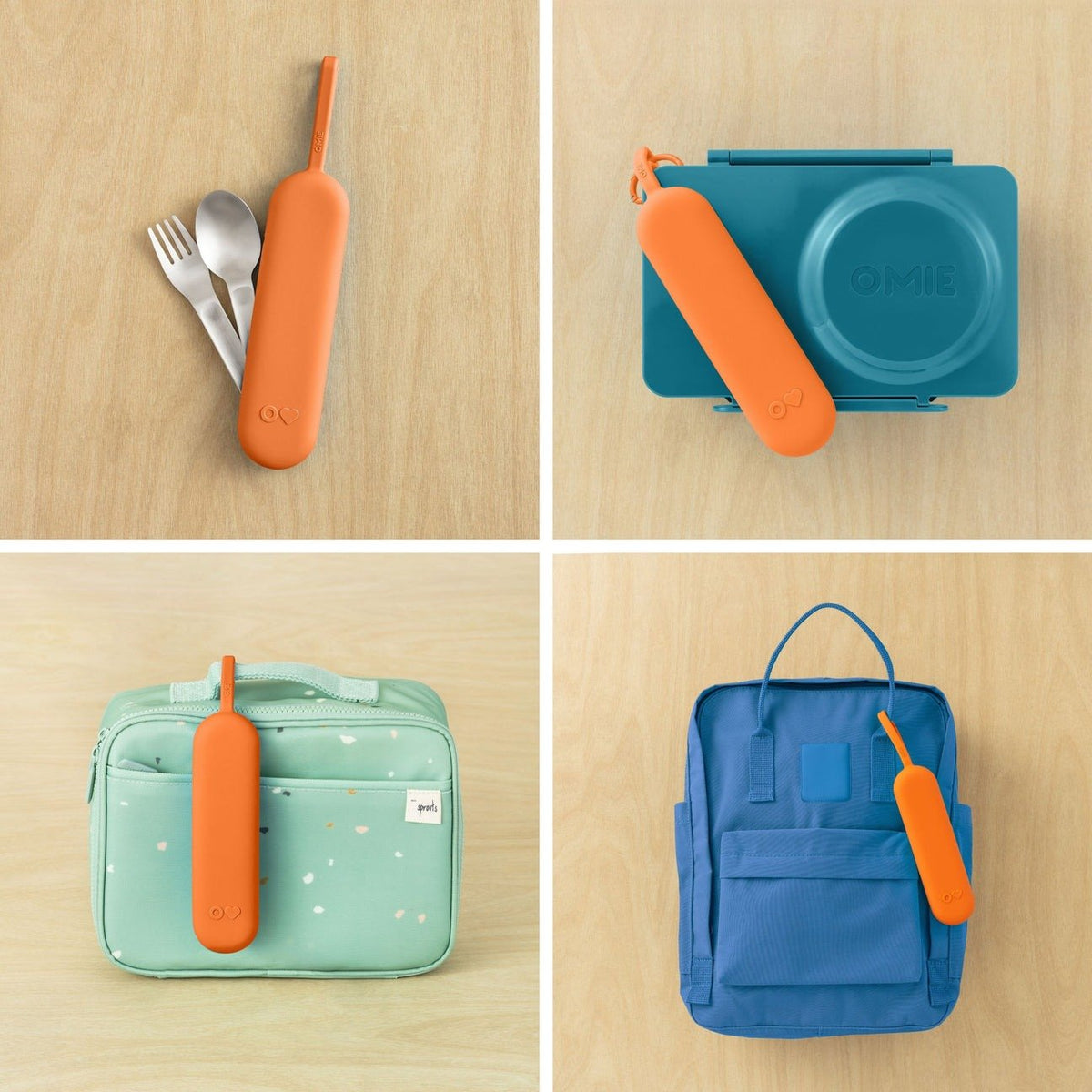 OmieBox UP Pod & Utensil Set - Sunny - BentoBliss