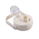 Oasis Ceramic Lined Stainless Steel Capri Drink Bottle 750ml cream lid close-up with open clear cap, pour spout and carry handle.