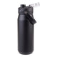 Oasis Ceramic Lined Stainless Steel Capri Drink Bottle 750ml matte black side view with flip-open clear cap, exposed pour spout and carry handle.