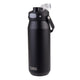 Oasis Ceramic Lined Stainless Steel Capri Drink Bottle 750ml matte black bottle with open flip cap, pour spout and angled carry handle.