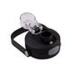 Oasis Ceramic Lined Stainless Steel Capri Drink Bottle 750ml black lid close-up with open clear cap, pour spout and flexible carry handle.