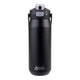 Oasis Ceramic Lined Stainless Steel Capri Drink Bottle 750ml matte black bottle with clear cap, push button lid and side carry handles.