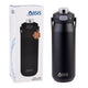 Oasis Ceramic Lined Stainless Steel Capri Drink Bottle 750ml black bottle standing beside its retail packaging with triple wall insulation label.
