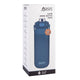 Oasis Ceramic Lined Stainless Steel Capri Drink Bottle 750ml navy retail packaging showing Capri drink bottle, triple wall insulation and cold retention details.