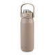 Oasis Ceramic Lined Stainless Steel Capri Drink Bottle 750ml sand beige front view with upright carry handle, clear top cap and push button lid.