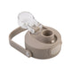 Oasis Ceramic Lined Stainless Steel Capri Drink Bottle 750ml sand beige lid detail showing open clear drinking cap, pour-through spout and carry handle.