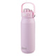 Oasis Ceramic Lined Stainless Steel Capri Drink Bottle 750ml soft pink front profile with upright loop handle, clear drinking cap and push-button locking lid.