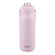 Oasis Ceramic Lined Stainless Steel Capri Drink Bottle 750ml soft pink front view with clear cap, push button lid and side carry handles.