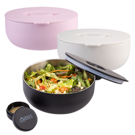 Oasis Fresh n Go bowl with multiple lids on a white background