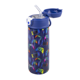 Oasis stainless steel double wall insulated kids drink bottle 550ml gamer with sipper straw