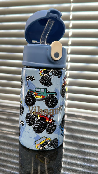 Oasis Stainless Steel Double Wall Insulated Kid's Drink Bottle 400ML - Monster Trucks