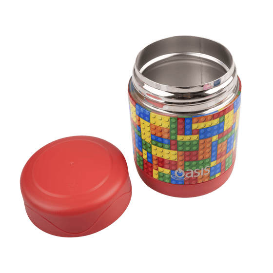 Oasis Insulated Kids Food Jar 300ml - Bricks - BentoBliss 