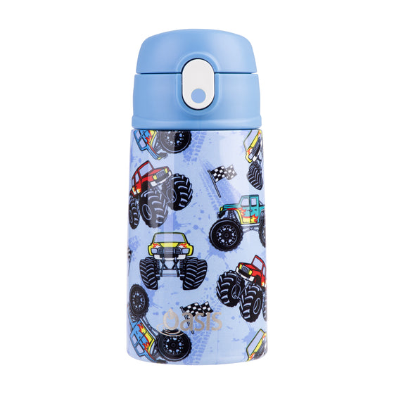 Oasis Stainless Steel Double Wall Insulated Kid's Drink Bottle 400ML - Monster Trucks