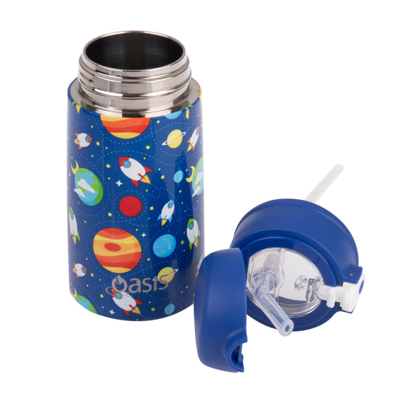 Oasis Stainless Steel Double Wall Insulated Kid's Drink Bottle 400ML - Outer Space