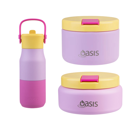 Oasis Insulated Food Flasks & Junior Drink Bottle - Bubblegum Pink