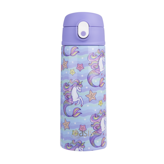 Oasis stainless steel double wall insulated kids drink bottle 550ml mermaid unicorn