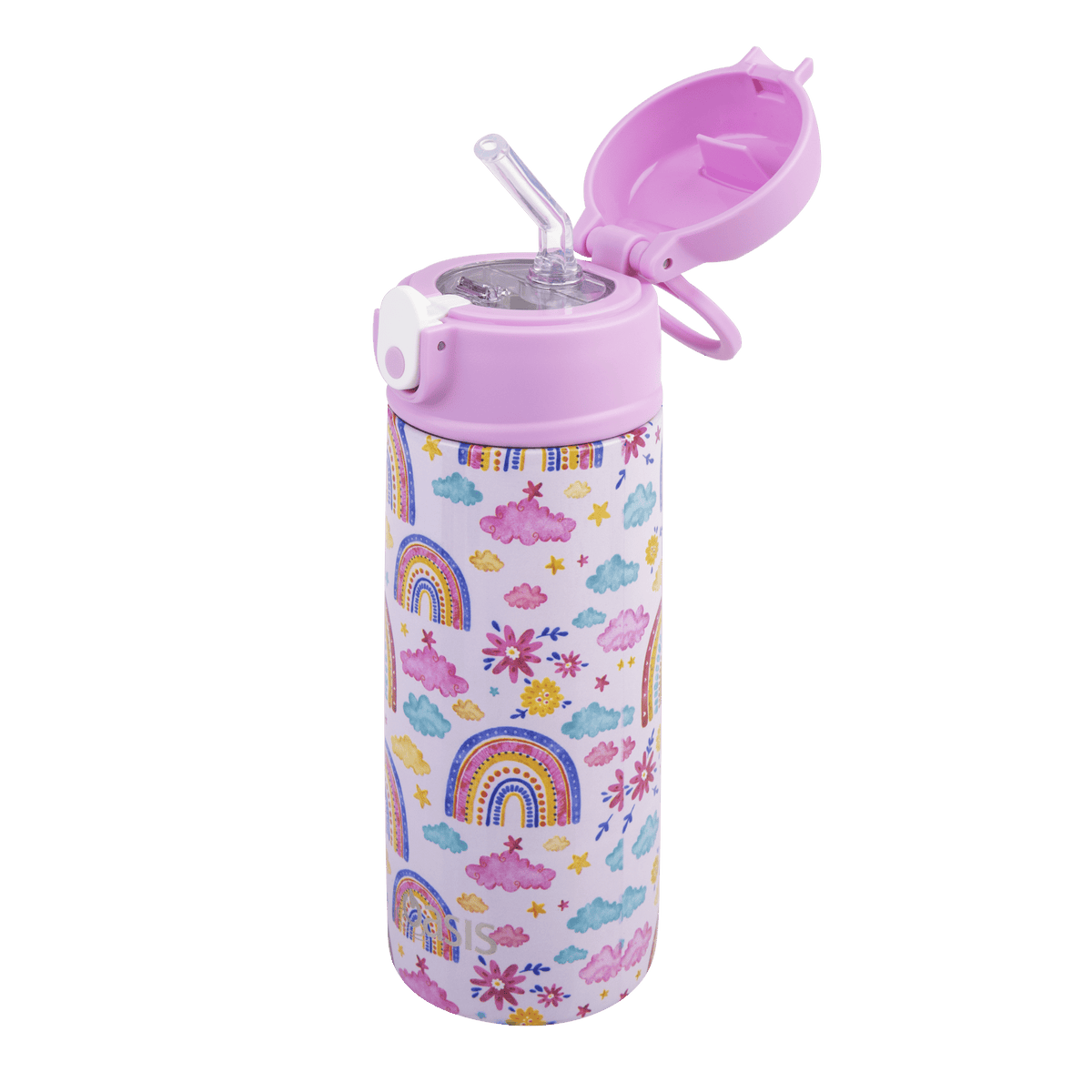 Oasis Stainless Steel Double Wall Insulated Kid's Drink Bottle W/Sipper Straw 550ML - BentoBliss
