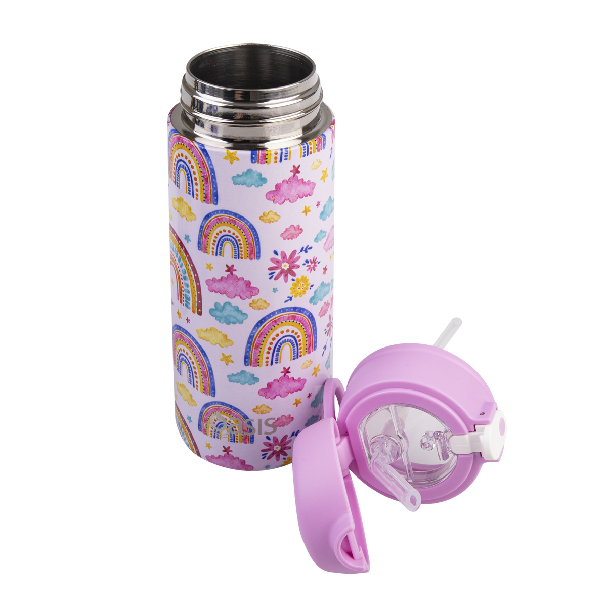 Oasis Stainless Steel Double Wall Insulated Kid's Drink Bottle W/Sipper Straw 550ML - BentoBliss