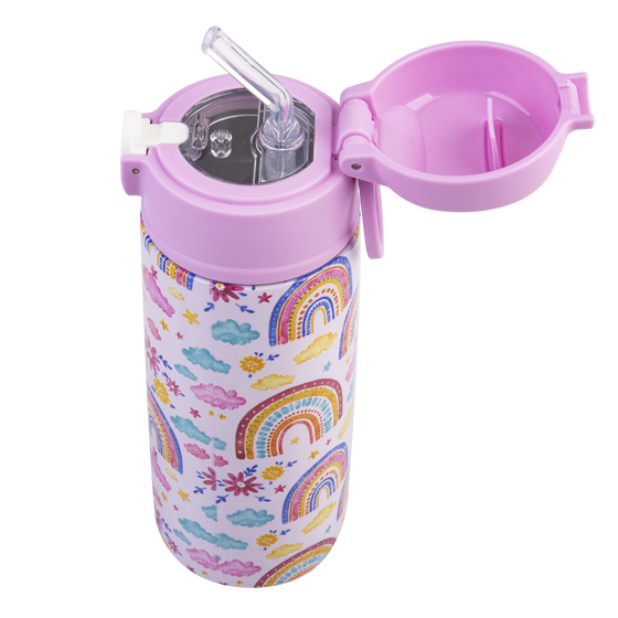 Oasis stainless steel double wall insulated kids drink bottle 550ml rainbow sky with sipper straw