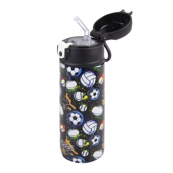 Oasis stainless steel kids drink bottle 550ml double wall insulated sports colour