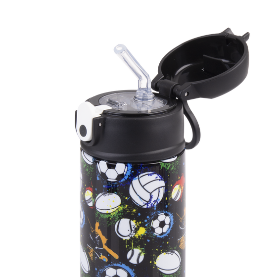 Oasis stainless steel kids drink bottle 550ml with sipper straw sports colour