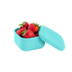 Omie snack silicone container teal colour with strawberries