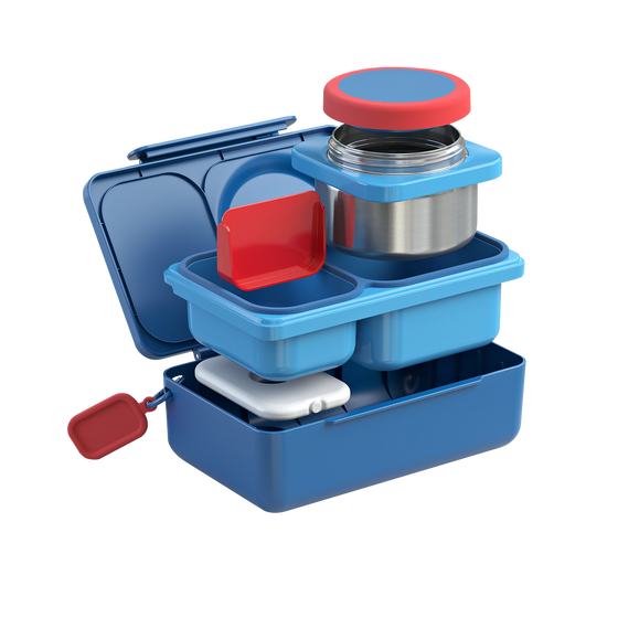 Omiebox Up Hot & Cold Kids Lunch Box - Cosmic Blue - BentoBliss 