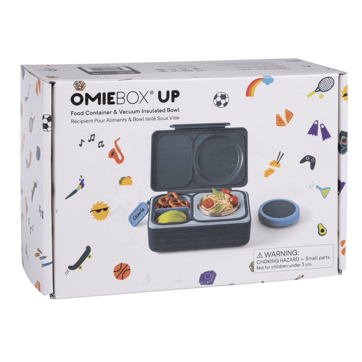 Omiebox Up Hot & Cold Kids Lunch Box - Graphite - BentoBliss
