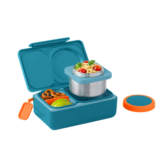 Omiebox Up Hot & Cold Kids Lunch Box - Teal Green - BentoBliss 