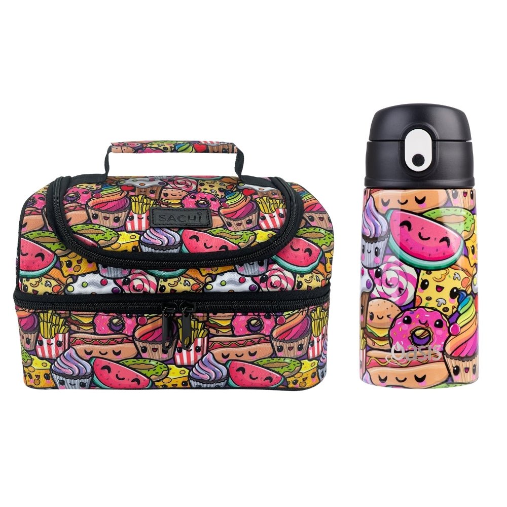Sachi Insulated Double Decker Lunch Bag & Kids Drink Bottle 400ml - Squishies - BentoBliss