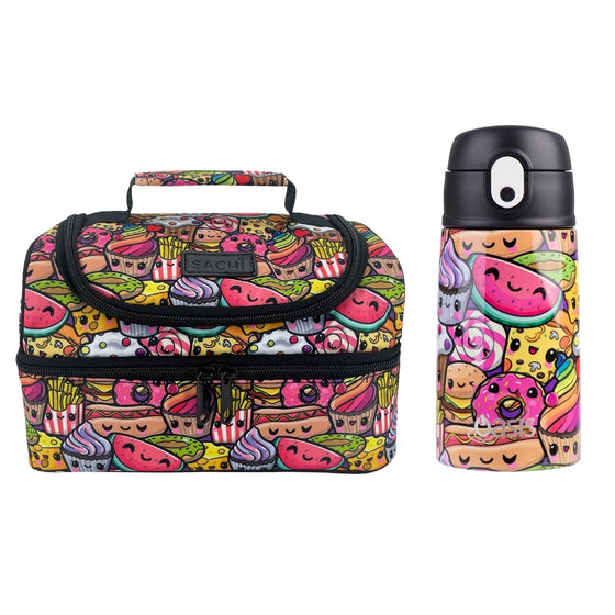 Sachi Insulated Double Decker Lunch Bag & Kids Drink Bottle 400ml - Squishies