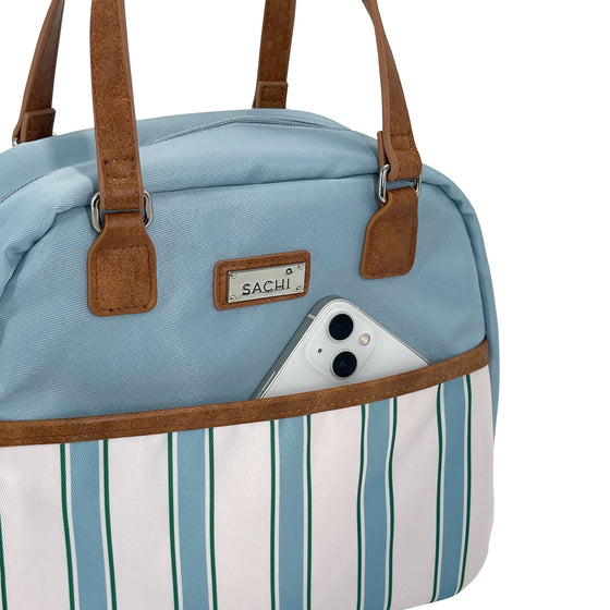 Sachi Insulated Cali Lunch Bag - Hazey Blue Stripes