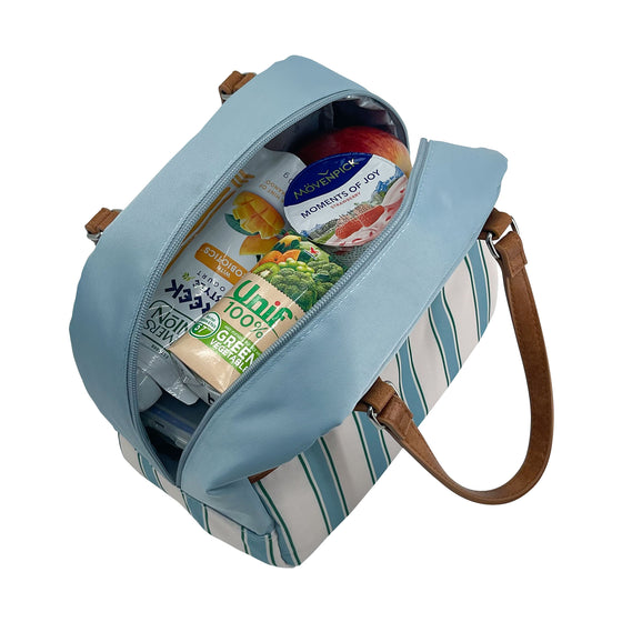 Sachi Insulated Cali Lunch Bag - Hazey Blue Stripes
