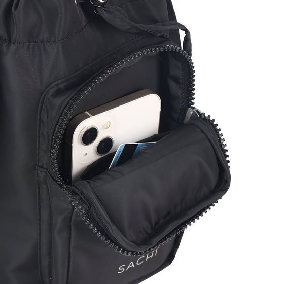Sachi Crossbody Lite Insulated Bottle Bag - Black Phone Pocket