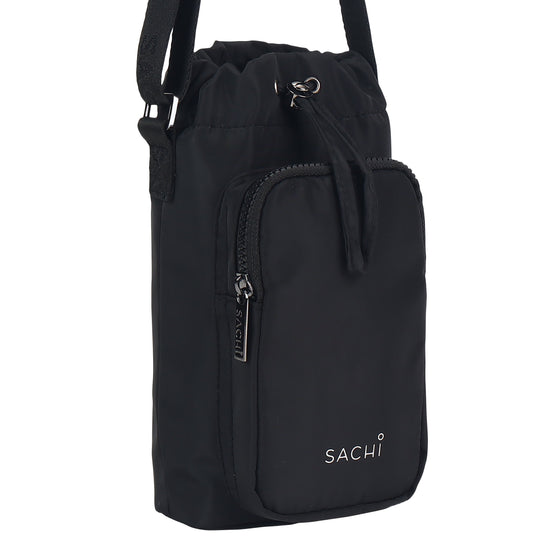 Sachi Crossbody Lite Insulated Bottle Bag - Black With Strap
