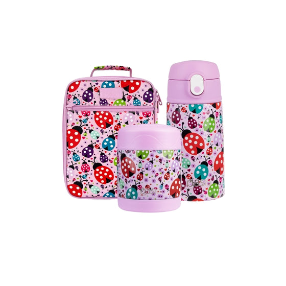 Sachi Insulated Lunch Bag, Food Jar & Bottle Bundle - Lovely Ladybugs