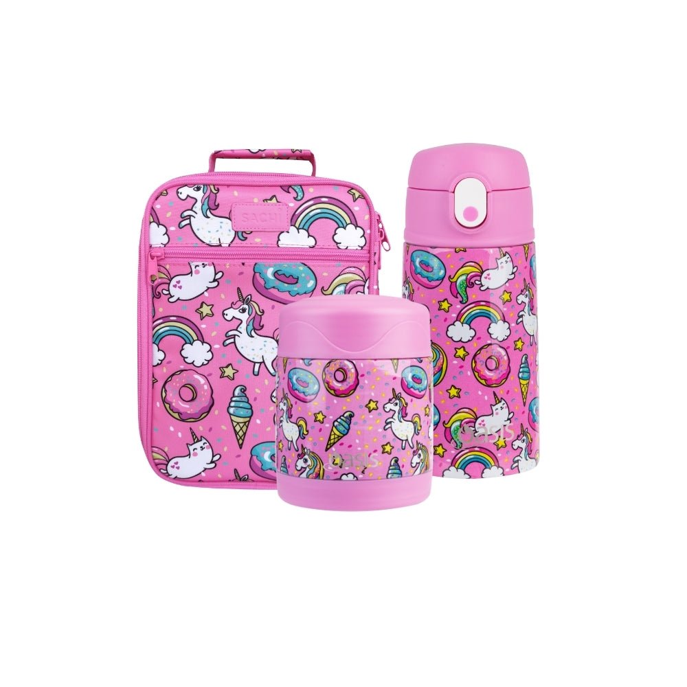 Sachi Insulated Lunch Bag, Food Jar & Bottle Bundle - Unicorn - BentoBliss