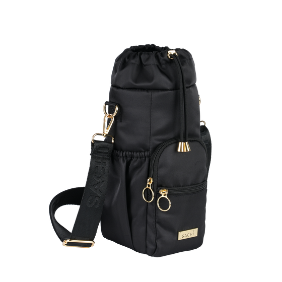 Sachi Crossbody Insulated Bottle Bag - Black - BentoBliss 