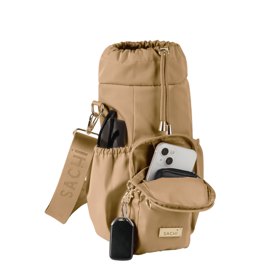 Sachi Crossbody Insulated Bottle Bag - Latte - BentoBliss 