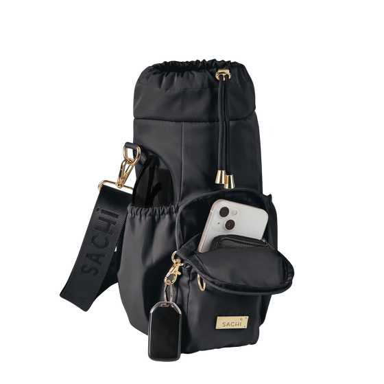 Sachi Crossbody Insulated Bottle Bag - Black - Mobile