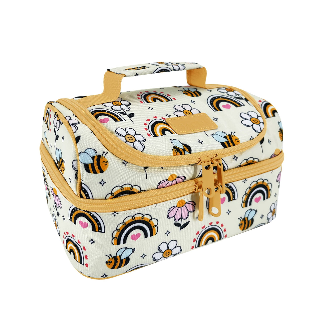 Sachi Insulated Double Decker Lunch Bag & Kids Drink Bottle 400ml - Busy Bees - BentoBliss