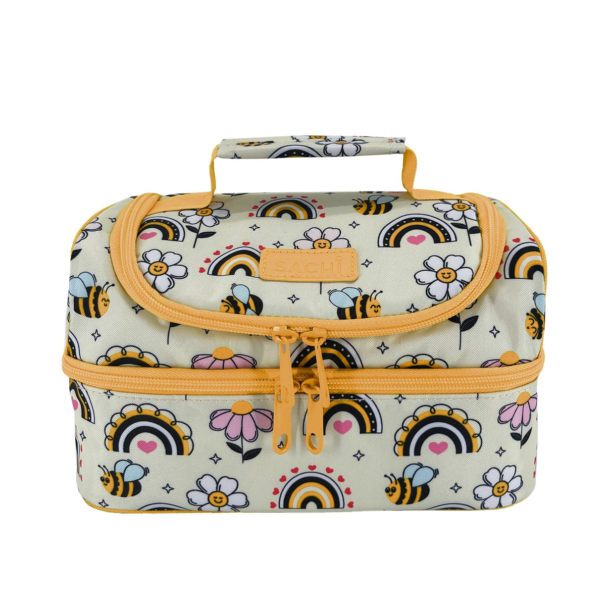 Sachi Insulated Double Decker Lunch Bag & Kids Drink Bottle 400ml - Busy Bees - BentoBliss