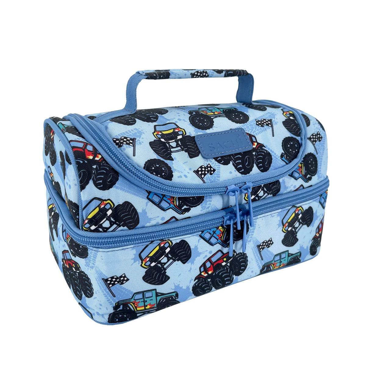Sachi Insulated Double Decker Lunch Bag & Kids Drink Bottle 400ml - Monster Trucks - BentoBliss