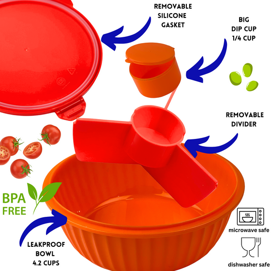 Yumbox Leakproof Poke Salad Bowl - Tangerine - BentoBliss 