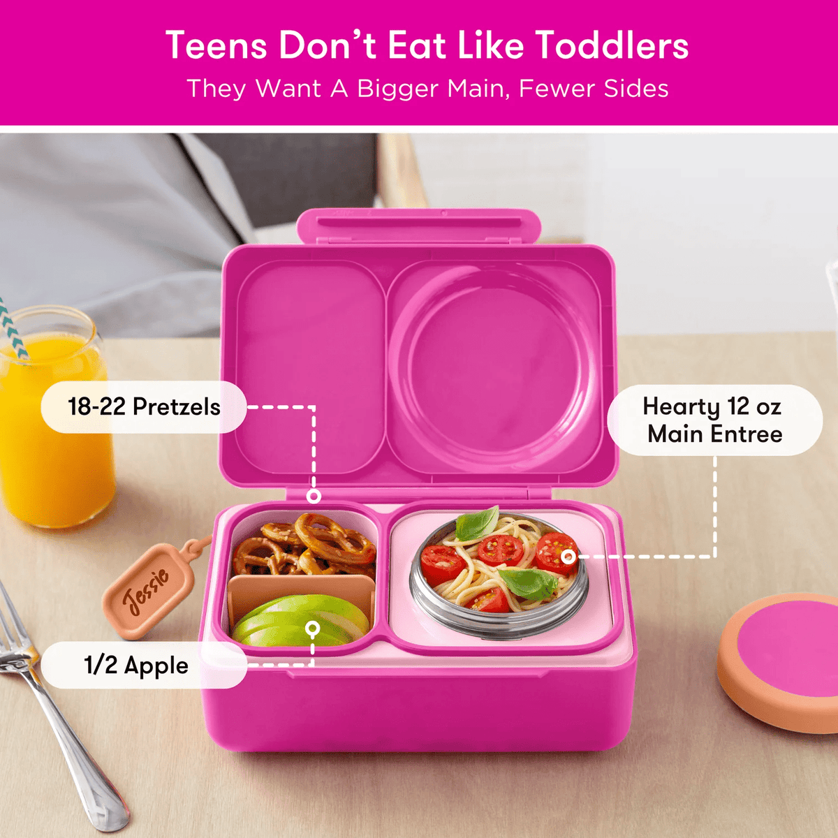 Omiebox Up Hot & Cold Kids Lunch Box - Pop Pink - BentoBliss